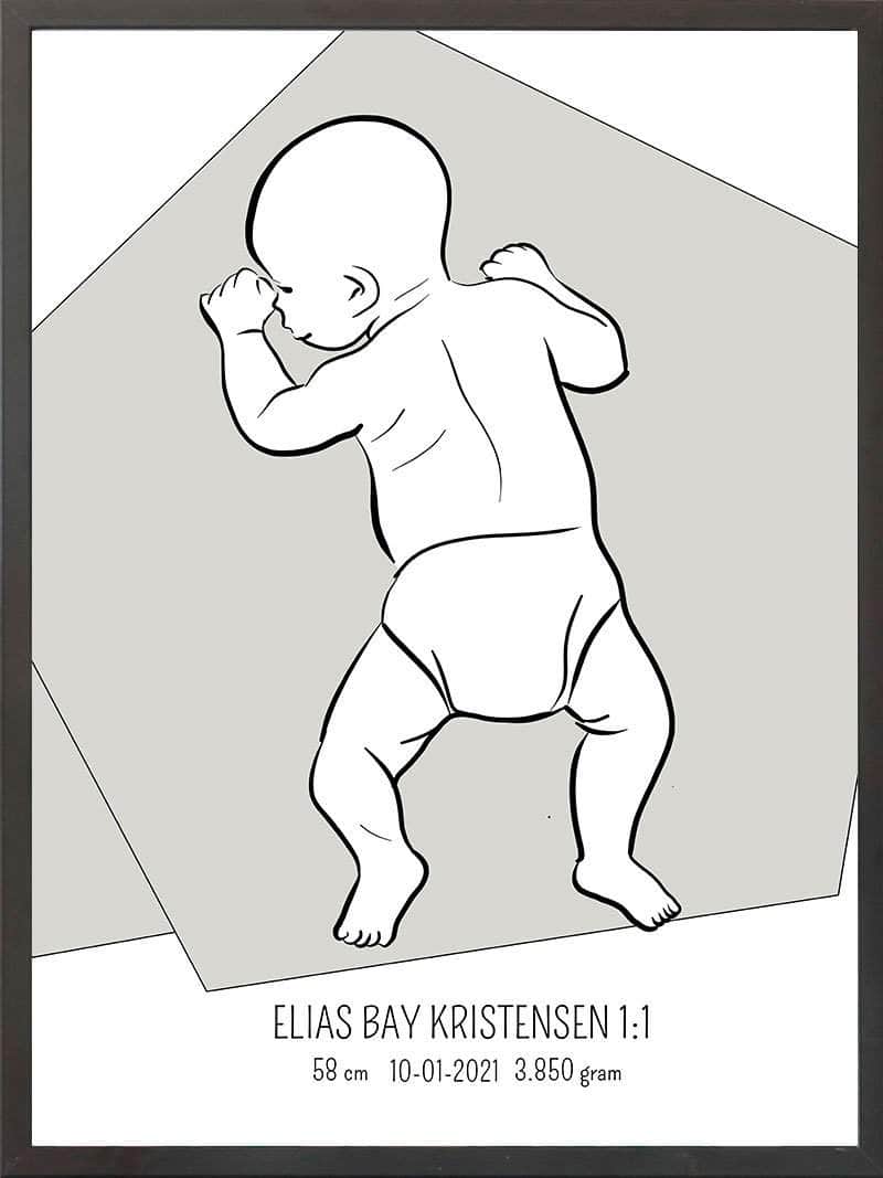 Birth Poster Fødselsplakat : På Maven Lyserød
