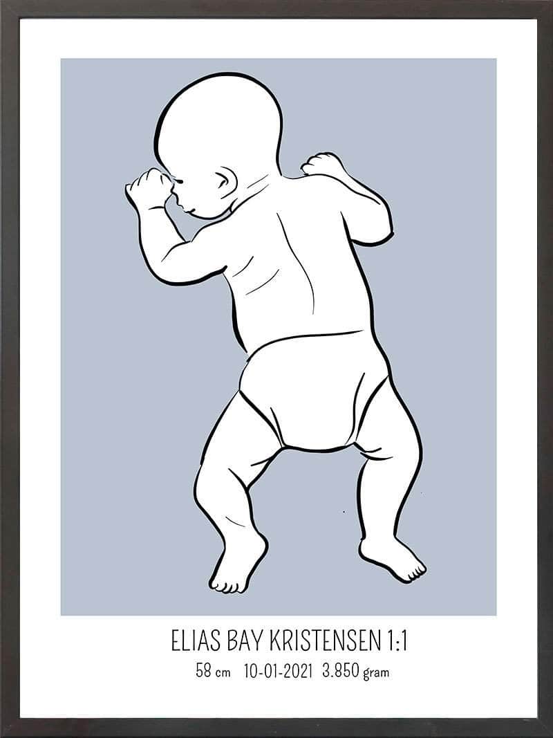 Birth Poster Fødselsplakat : På Maven Lyserød