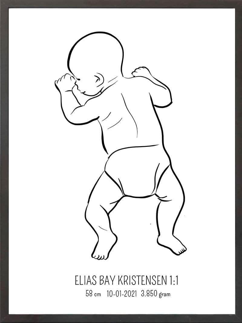 Birth Poster Fødselsplakat : På Maven Lyserød