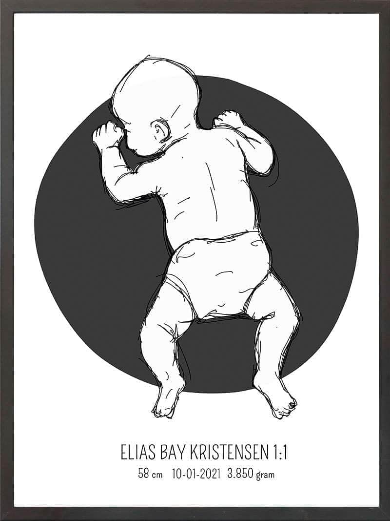 Birth Poster Fødselsplakat : På Maven Lyserød
