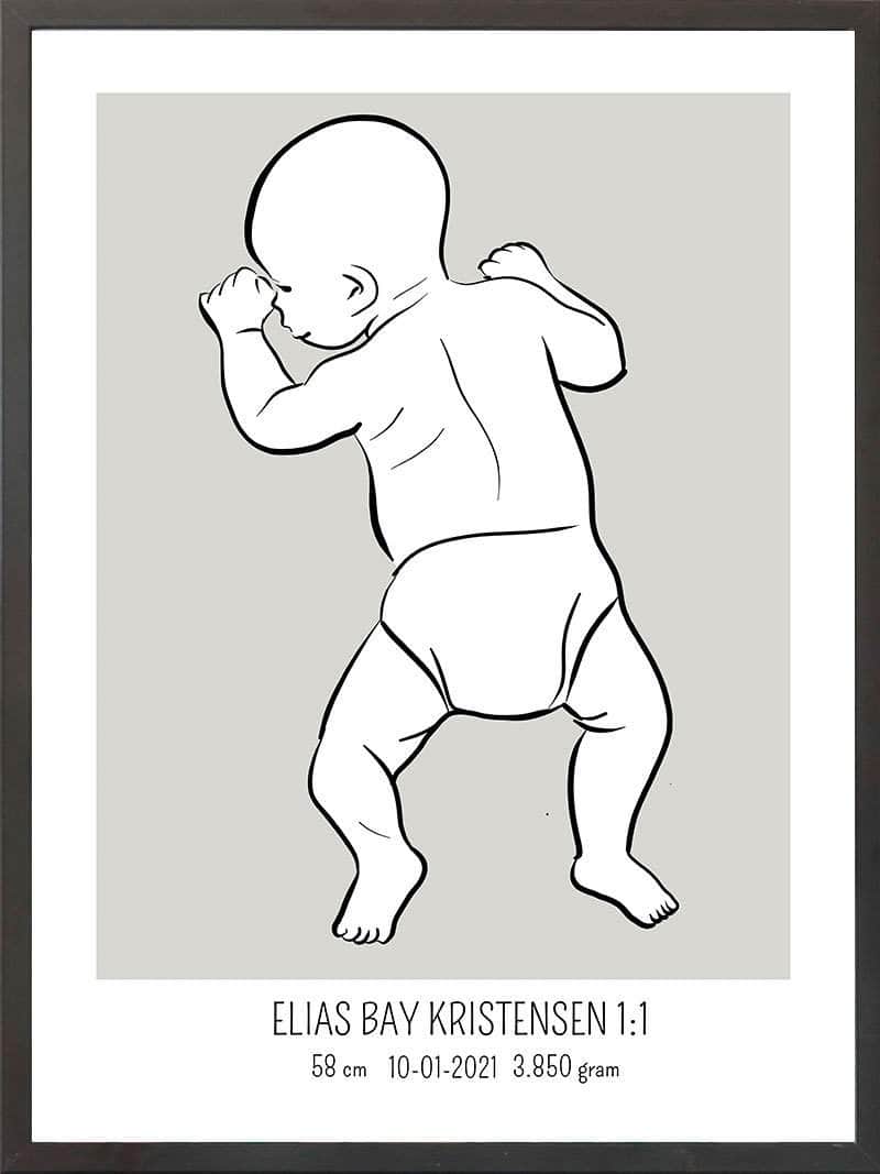 Birth Poster Fødselsplakat : På Maven Lyserød