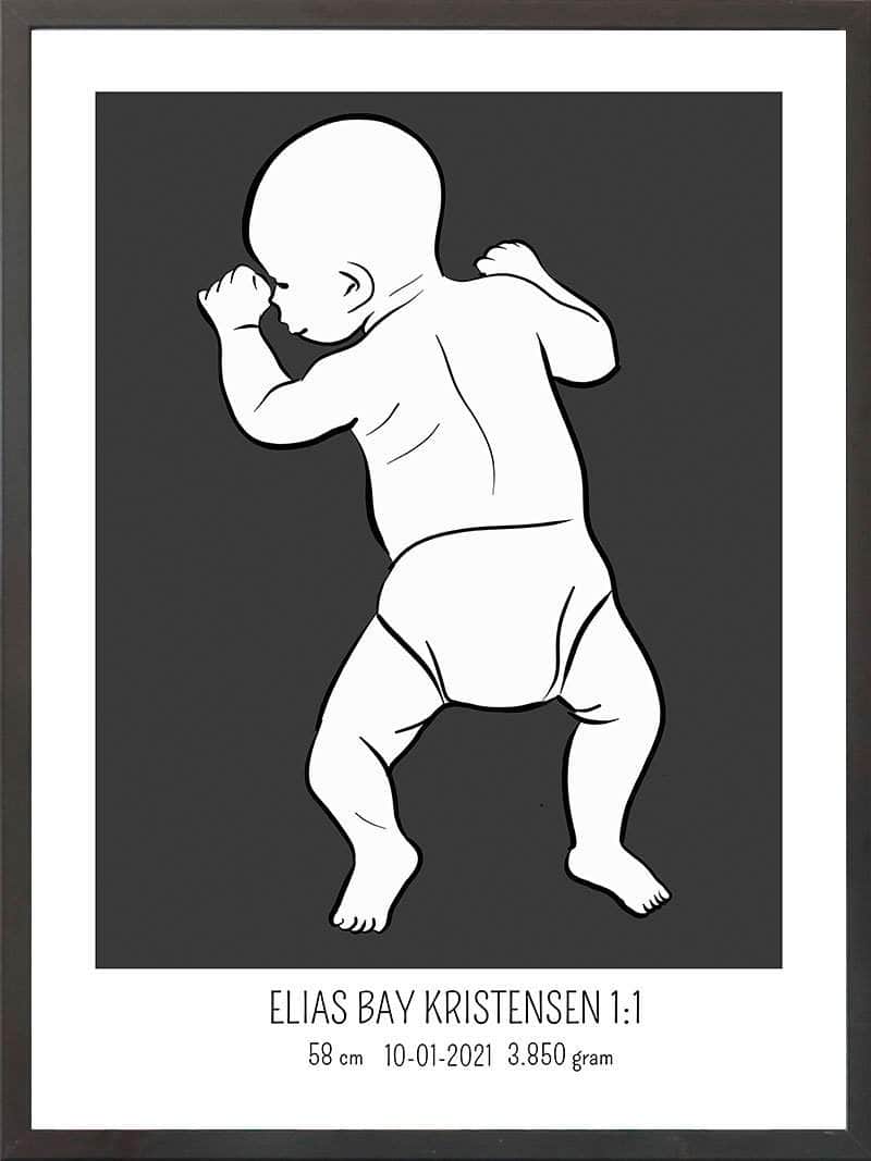 Birth Poster Fødselsplakat : På Maven Lyserød