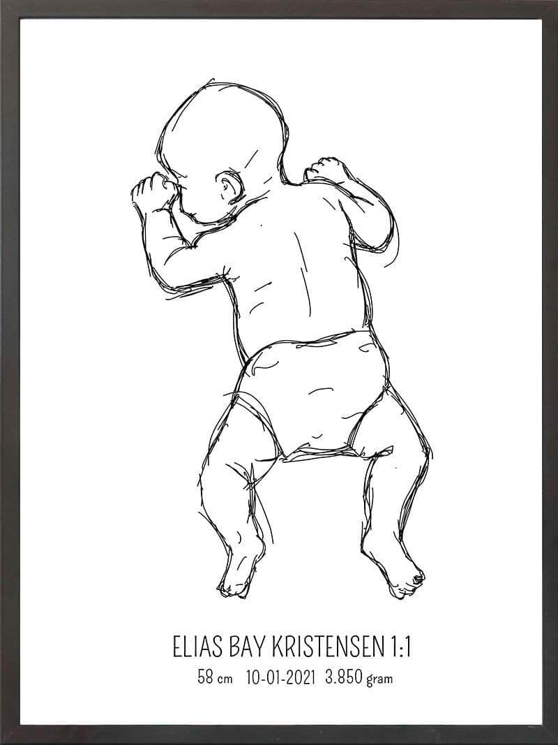 Birth Poster Fødselsplakat : På Maven Lyserød