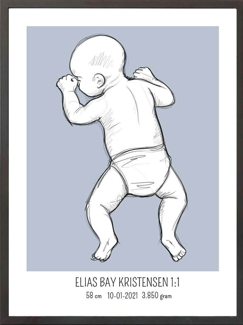 Birth Poster Fødselsplakat : På Maven Lyserød