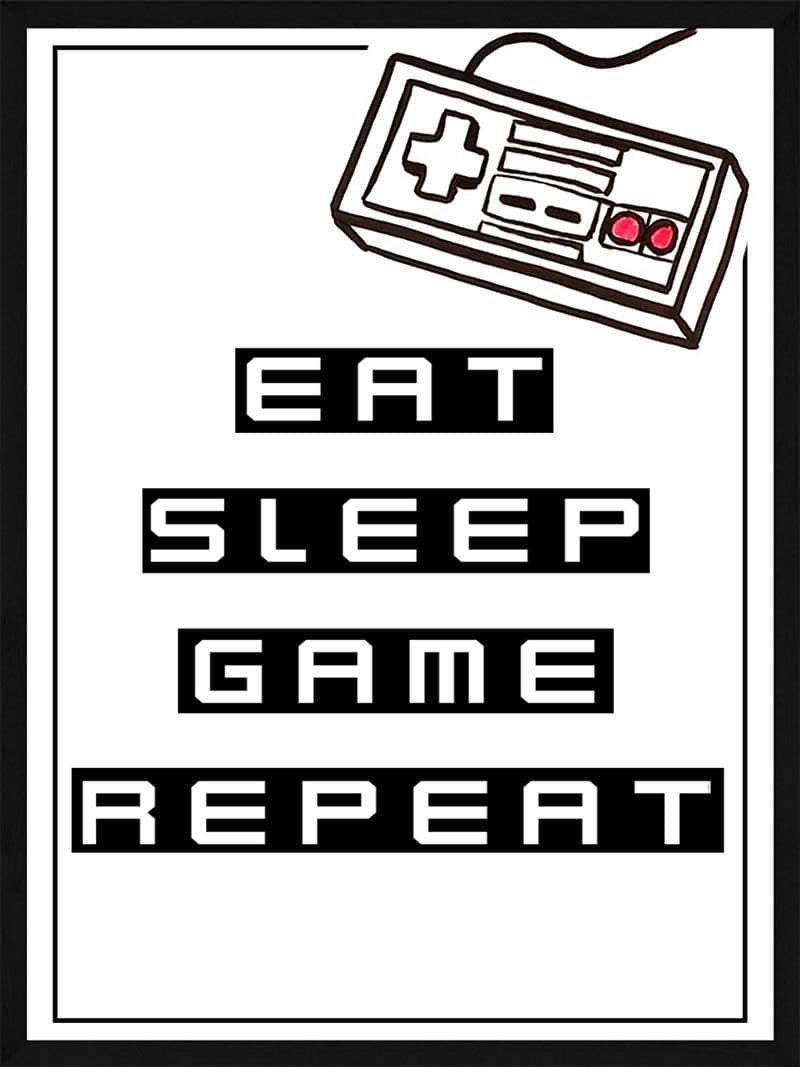 Gamer Plakat – Eat Sleep Game Repeat til Ungdomsværelset