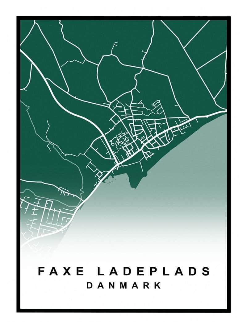 Faxe Ladeplads Kortplakat - Udsigt over byen og charme