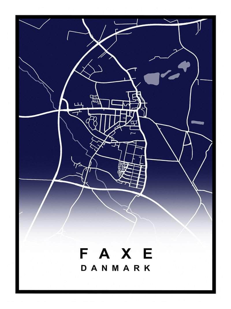 Faxe By Kort Plakat - Perfekt til Faxe Elskere!