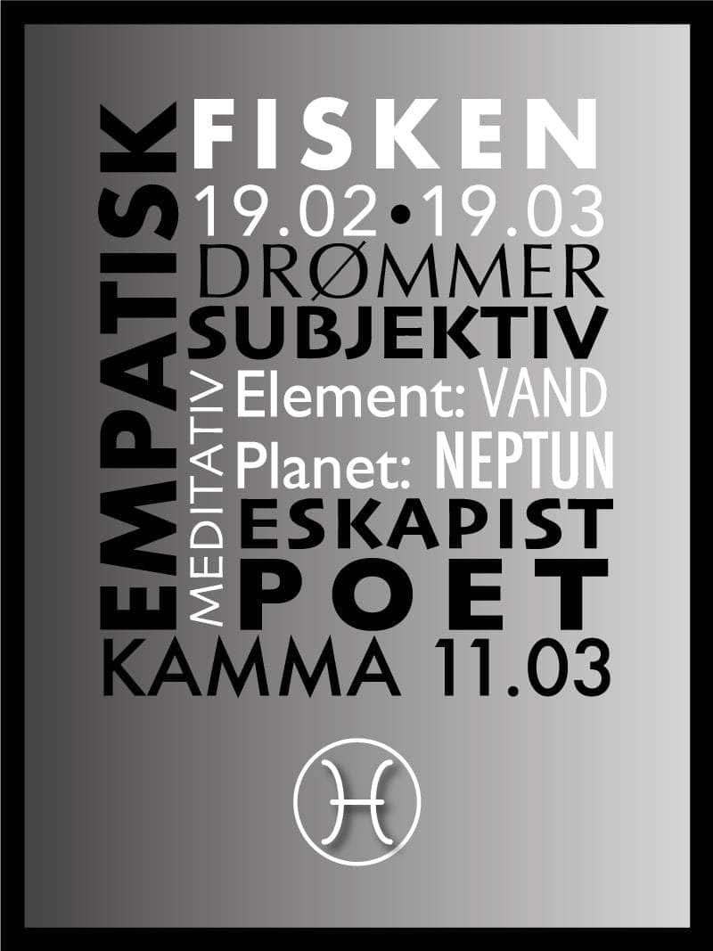 Fisken Stjernetegn Plakat med Tekst – Unik Design