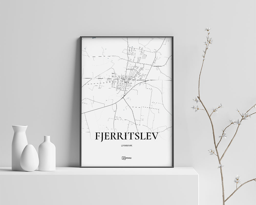 Fjerritslev Bykort Plakat – Elegant Minimalisme A4
