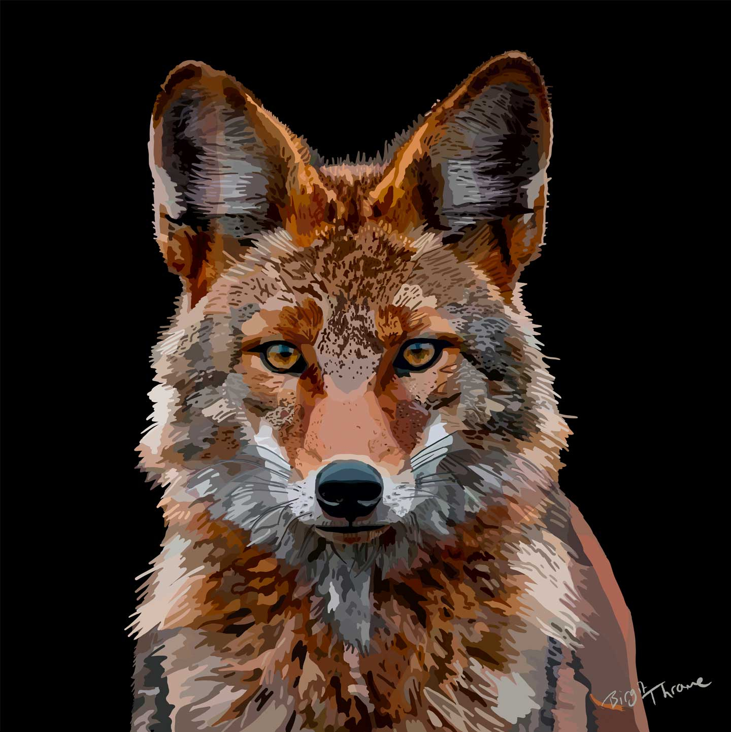 Unikt Kunstmotiv "Fox" af Birgit Thrane til Dit Hjem