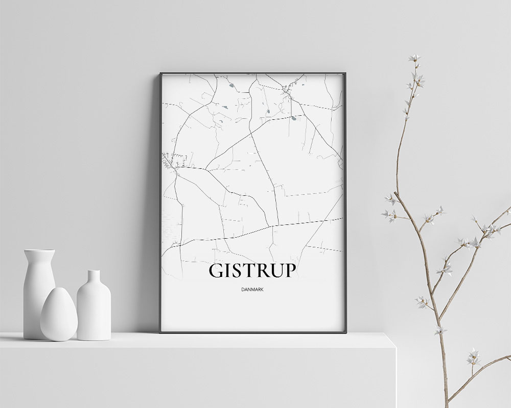 Gistrup Bykort Plakat – Elegant Minimalistisk Design 70x100 cm