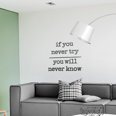 Inspirerende Wallsticker: "Hvis Du Aldrig Prøver" 41x49 cm