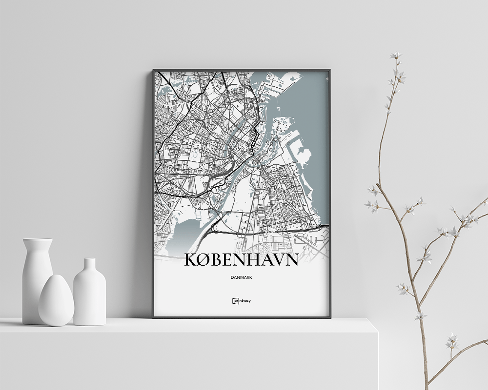 København Bykort Plakat – Minimalistisk Design A4 21x30 cm