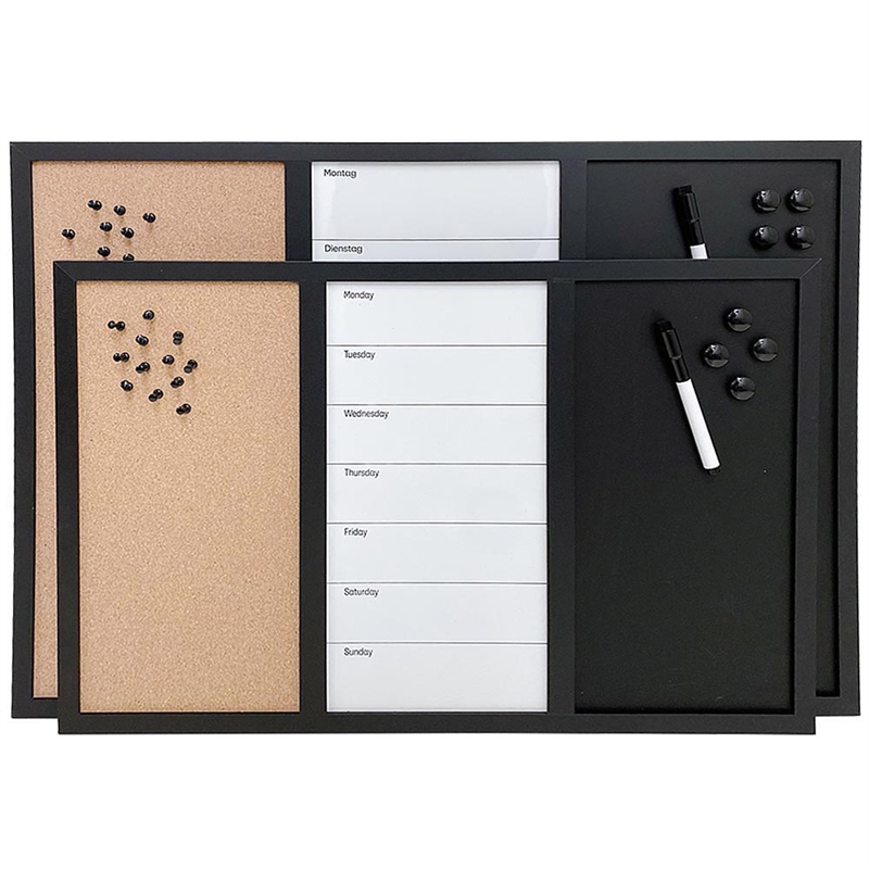 Kombiboard Med Kork- Og Kridttavle Whiteboard Ugeplan