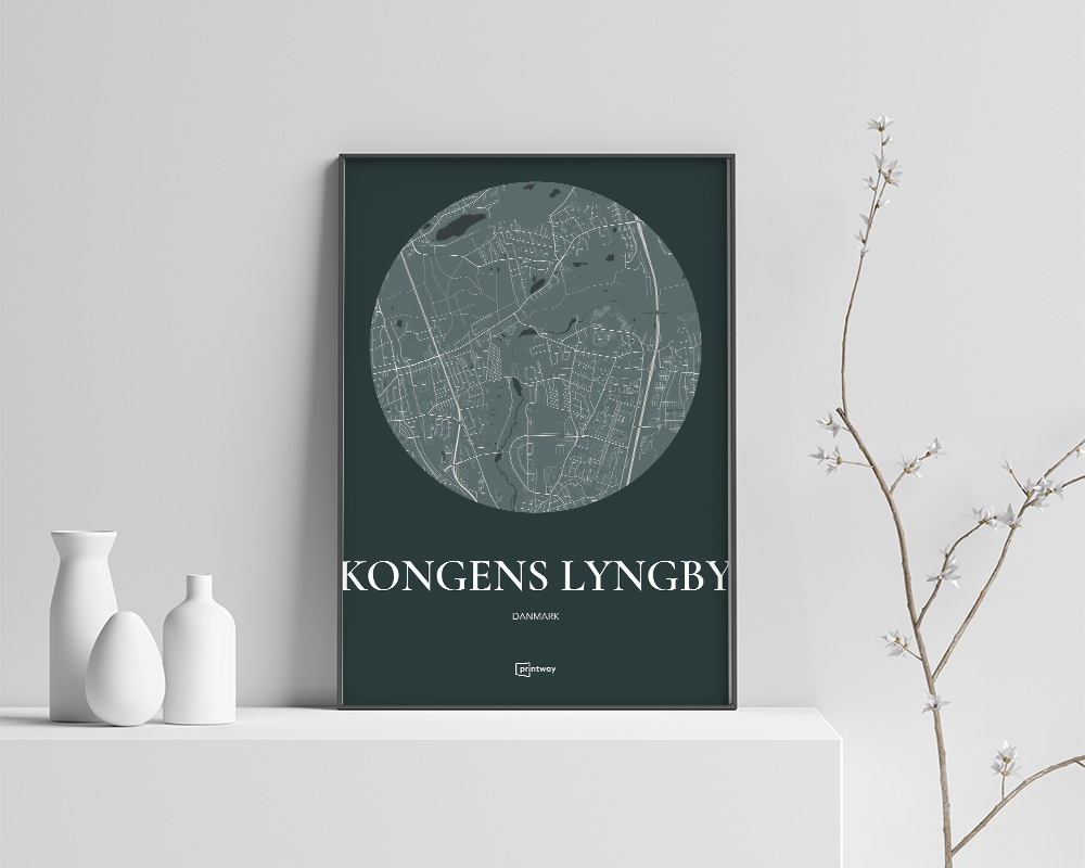 Kongens Lyngby Plakat – Stilfuld Skovgrøn 70x100 cm