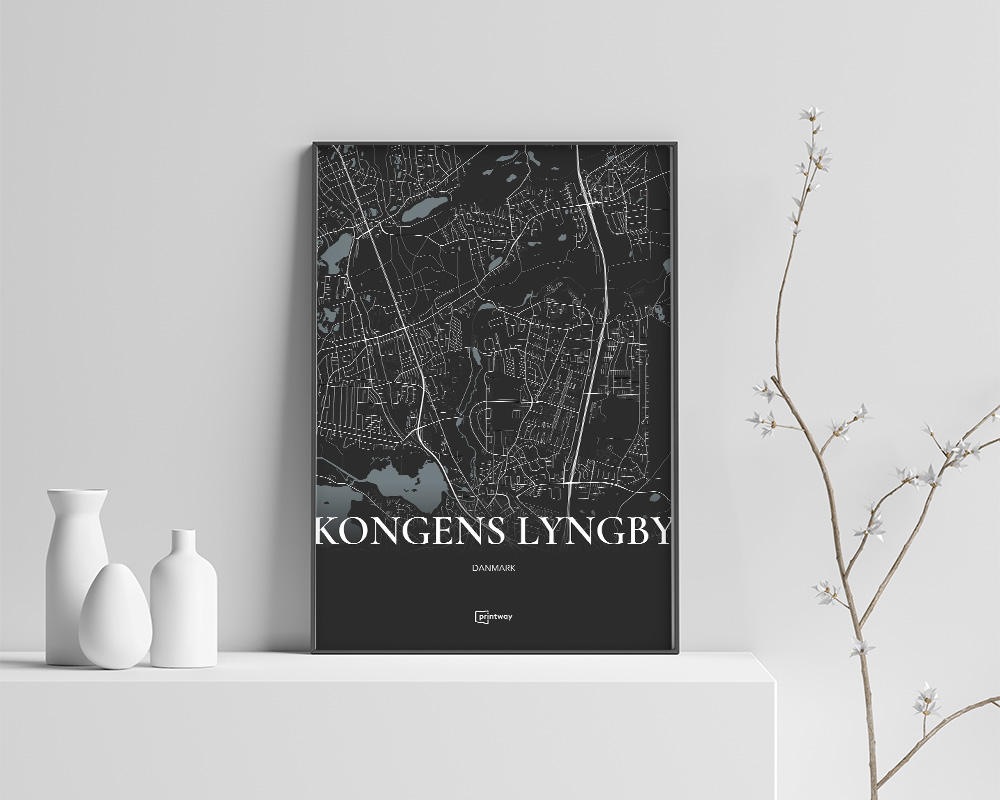 Kongens Lyngby Plakat – Elegant Sort Bykort A1