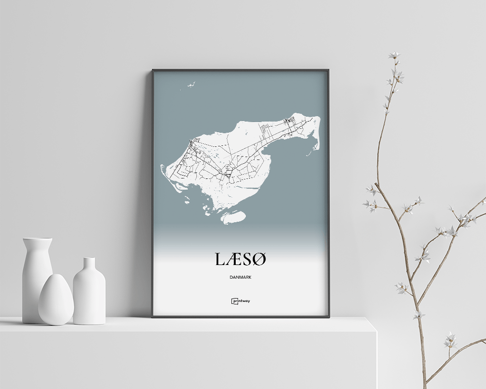 Læsø Bykort Plakat – Minimalistisk Design A4 30x21 cm