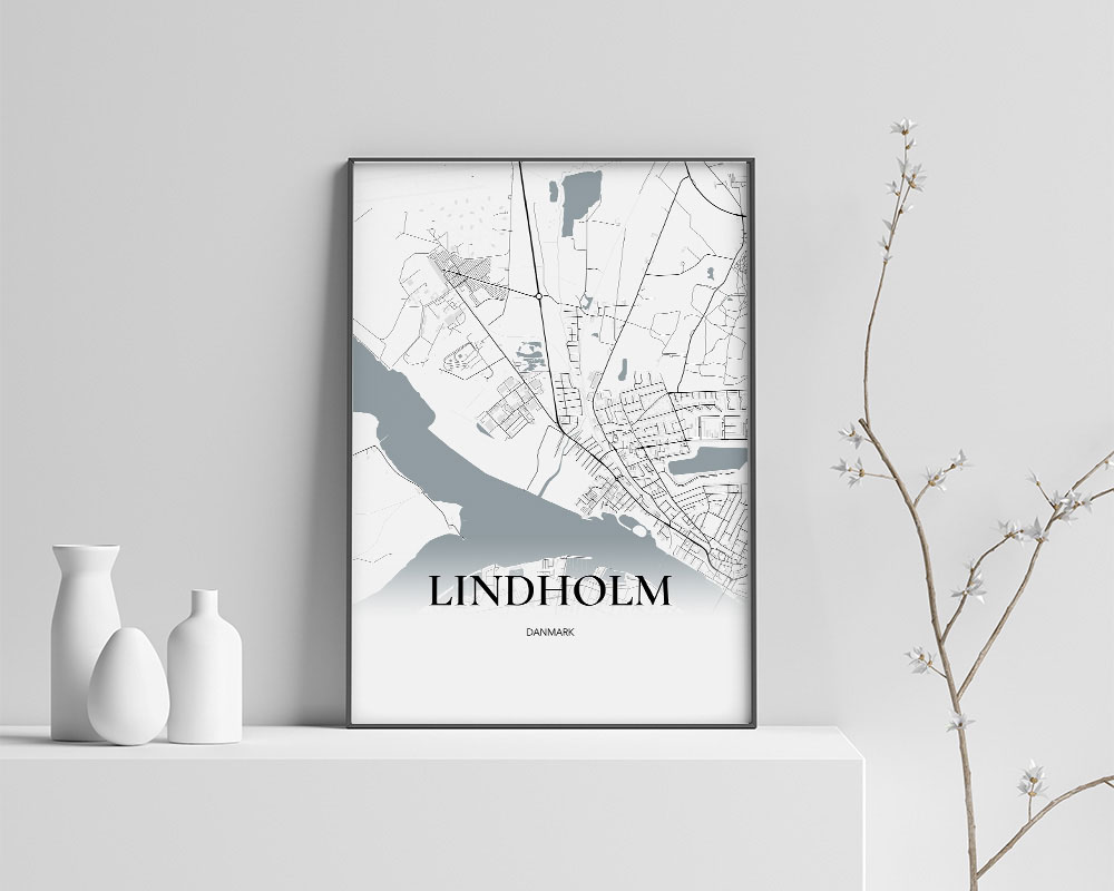 Lindholm Bykort Plakat 50x70 cm – Minimalistisk Design