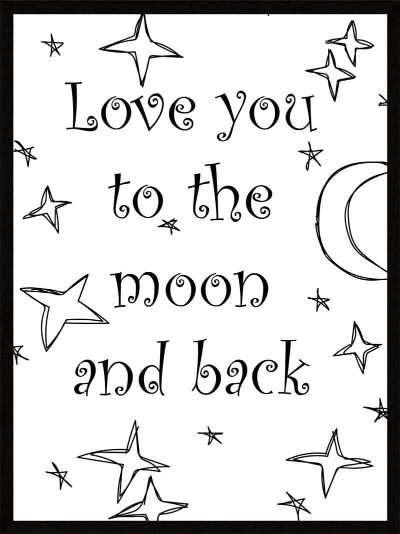 Kærlighedsplakat: "Love You To The Moon" til værelset