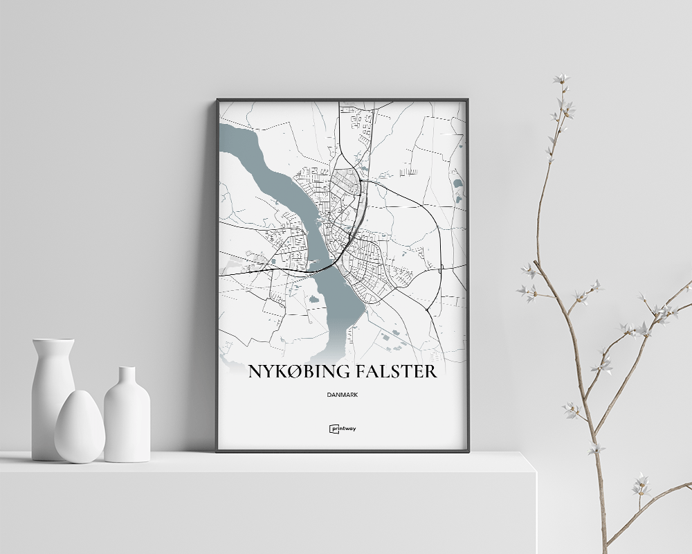 Nykøbing Falster Bykort Plakat - Minimalistisk Design