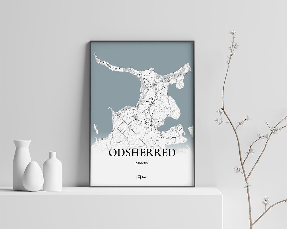 Odsherred Bykort Plakat - Minimalistisk Design 21x30 cm