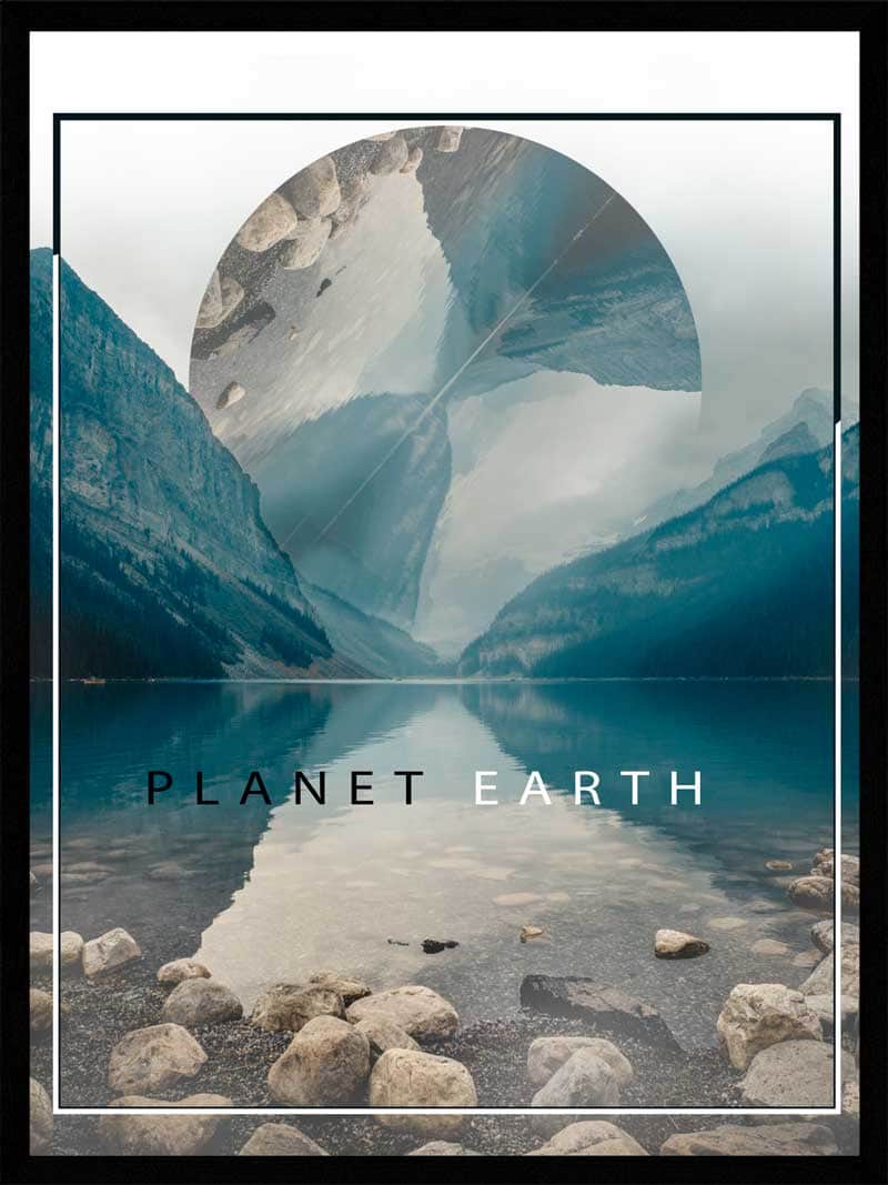 Planet Earth Naturplakat med Måne Refleksion