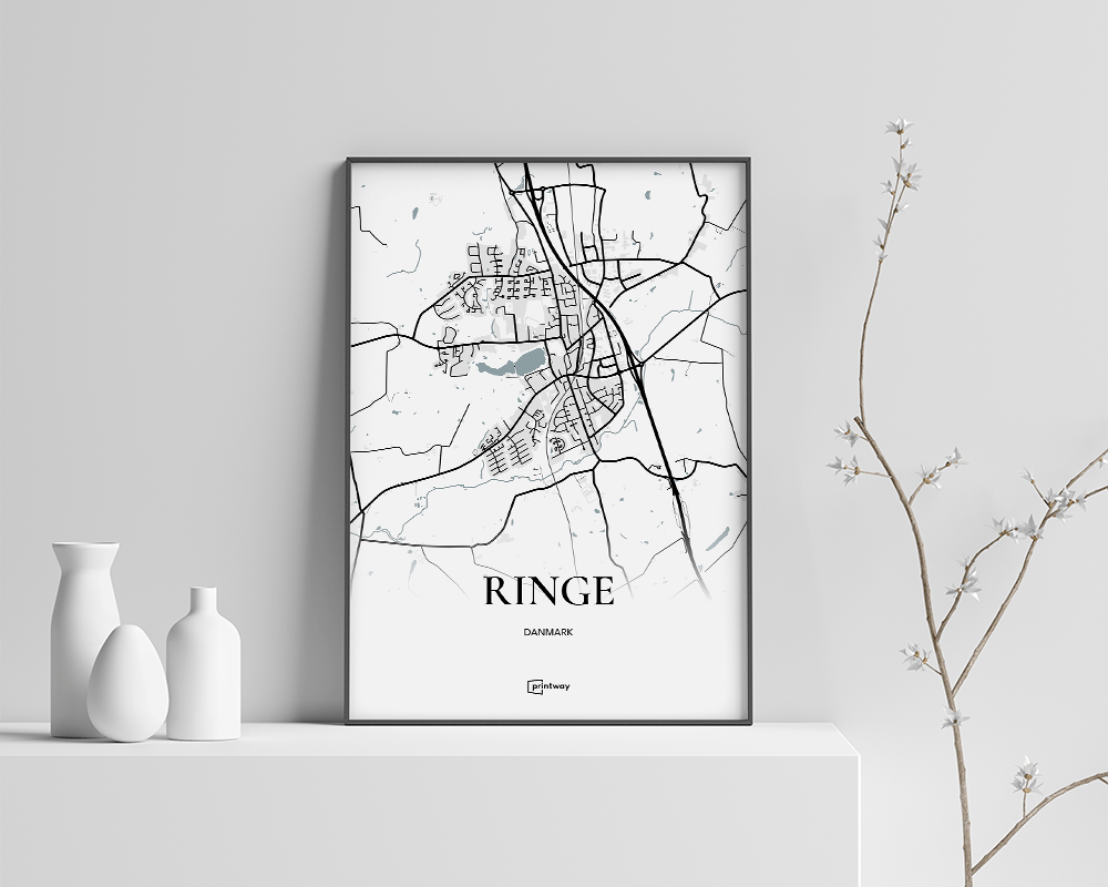 Ringe Bykort Plakat 21x30 cm - Unikt Design til Hjemmet