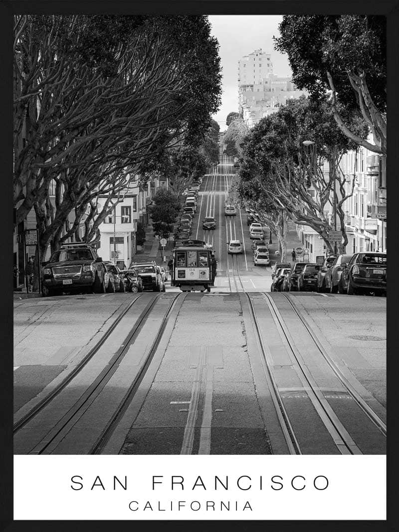 San Francisco Plakat med Sporvogne - Udsalg på Byplakat
