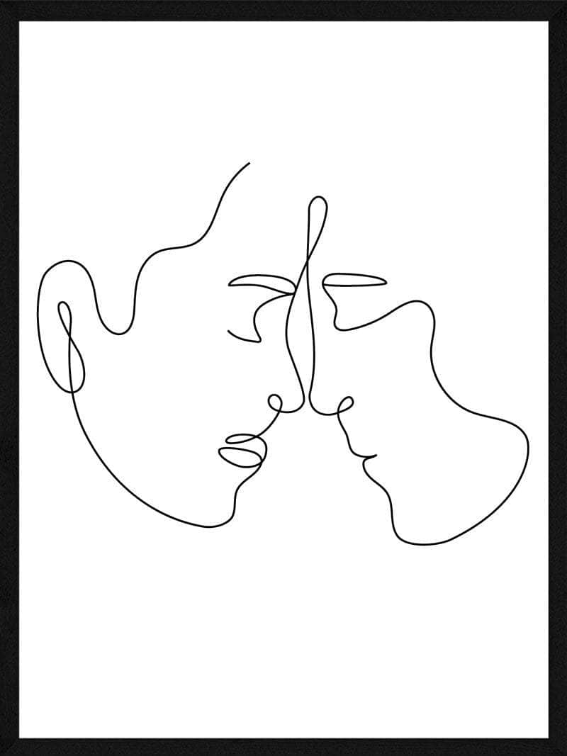 Minimalistisk Stregtegning Ansigt Plakat til Vægkunst