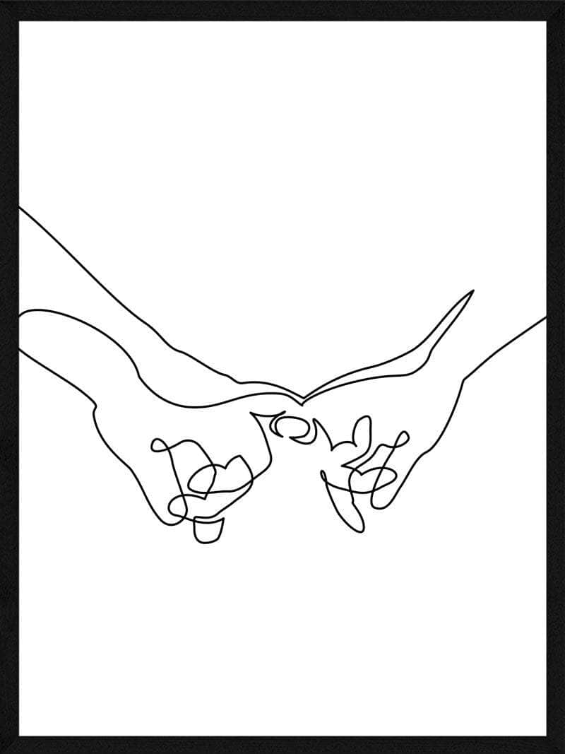 Minimalistisk Plakat: Hænder Holder Hånd - Kunst til Hjemmet