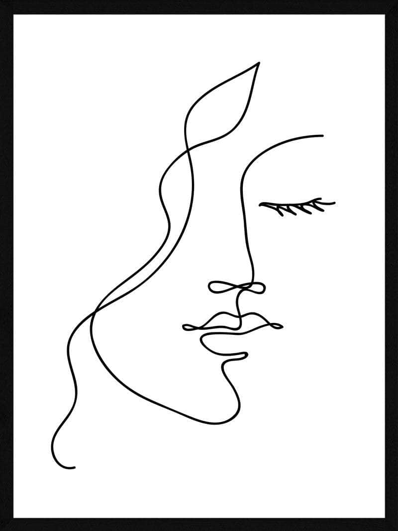 Minimalistisk Stregtegning Plakat af Smuk Kvinde