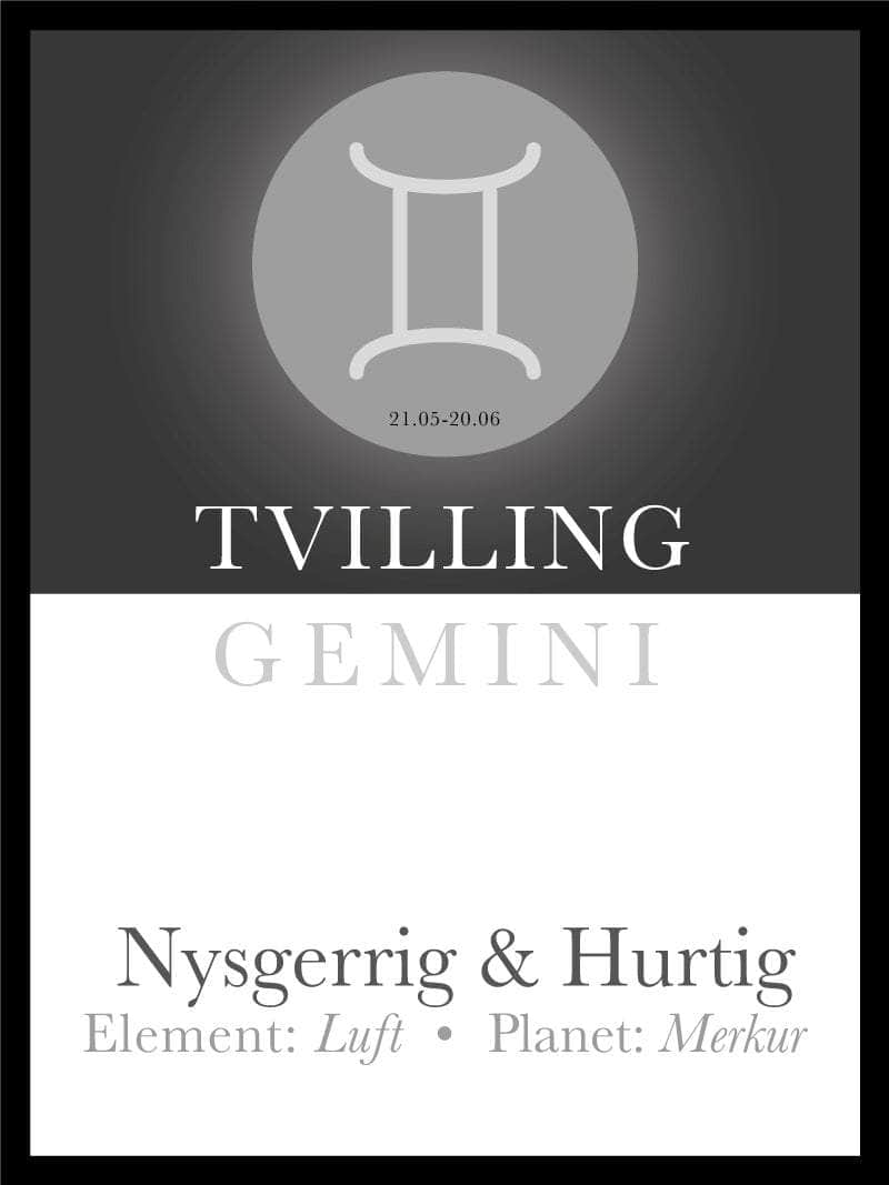 Tvillingernes Stjernetegn Plakat - Unik Indretning til Hjemmet