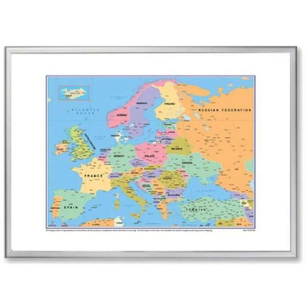 Hvid Whiteboard Tavle med Europakort 103x73 cm