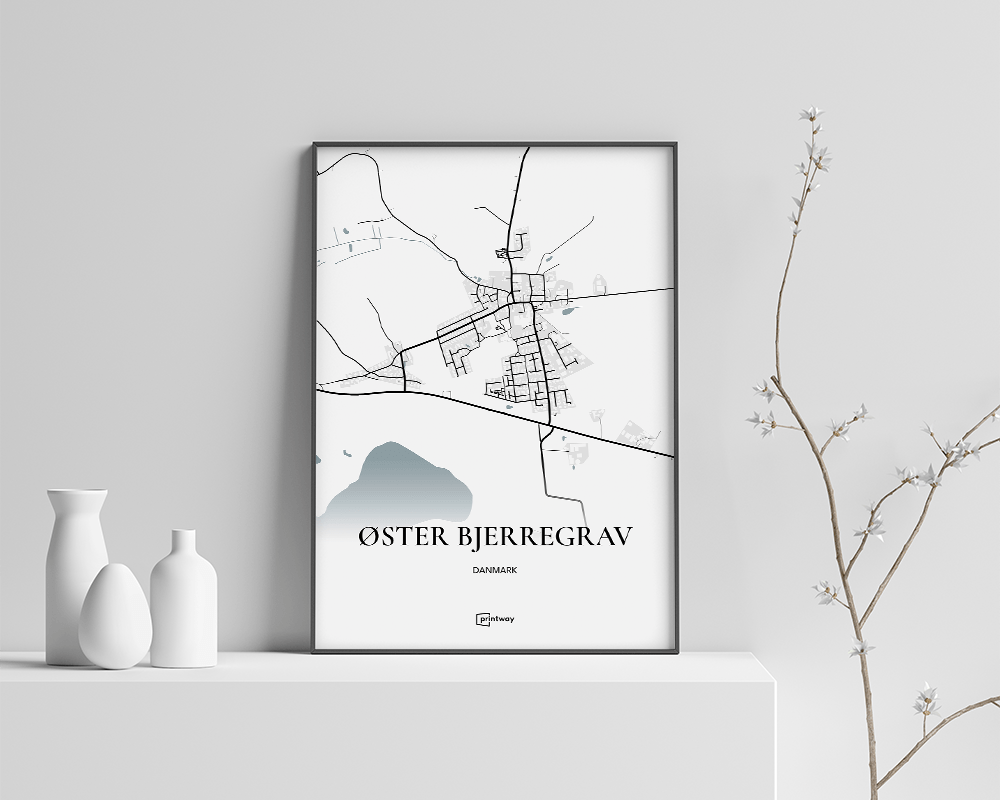 Øster Bjerregrav Bykort Plakat - Minimalistisk Indretning