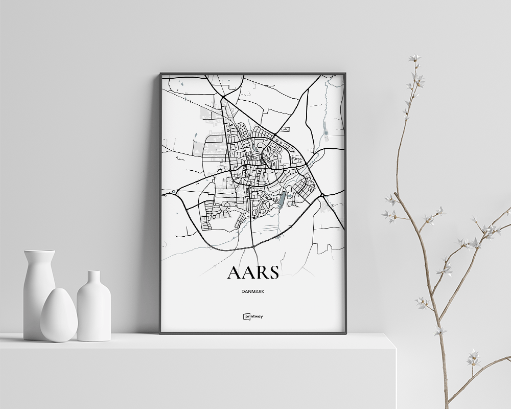 Aars Bykort Plakat – Minimalistisk A4 Design til Hjemmet
