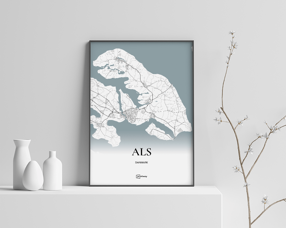 Als Bykort Plakat - Minimalistisk Design i A4 Størrelse