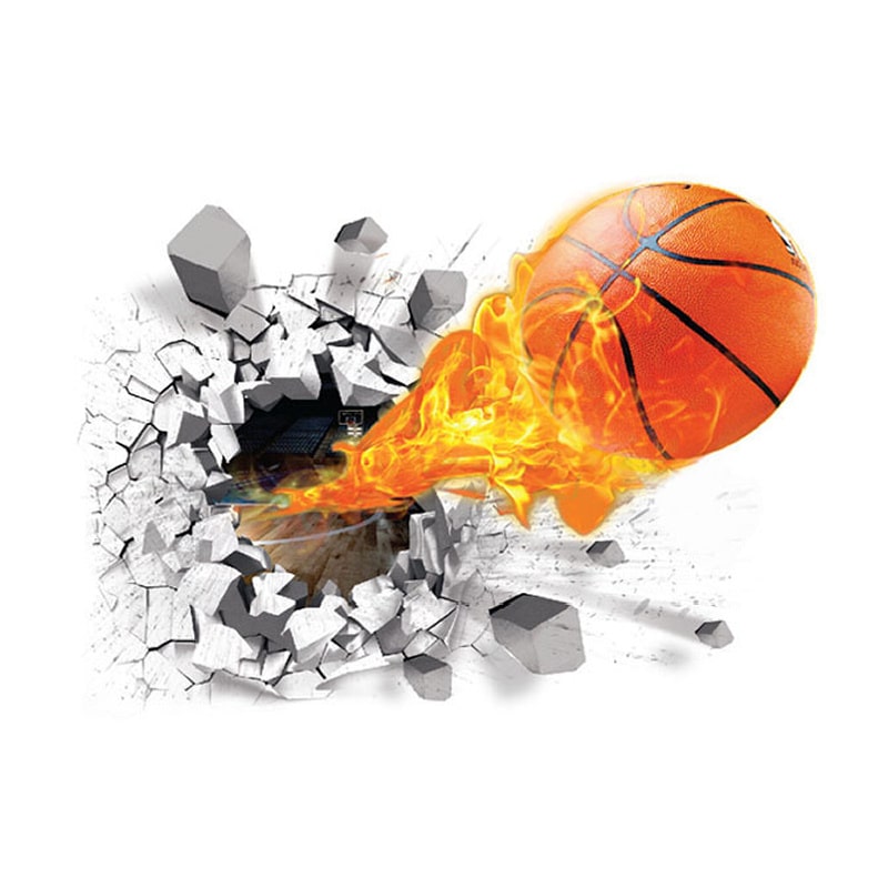 Basketball Vægklistermærke – Realistisk Væggen Hul