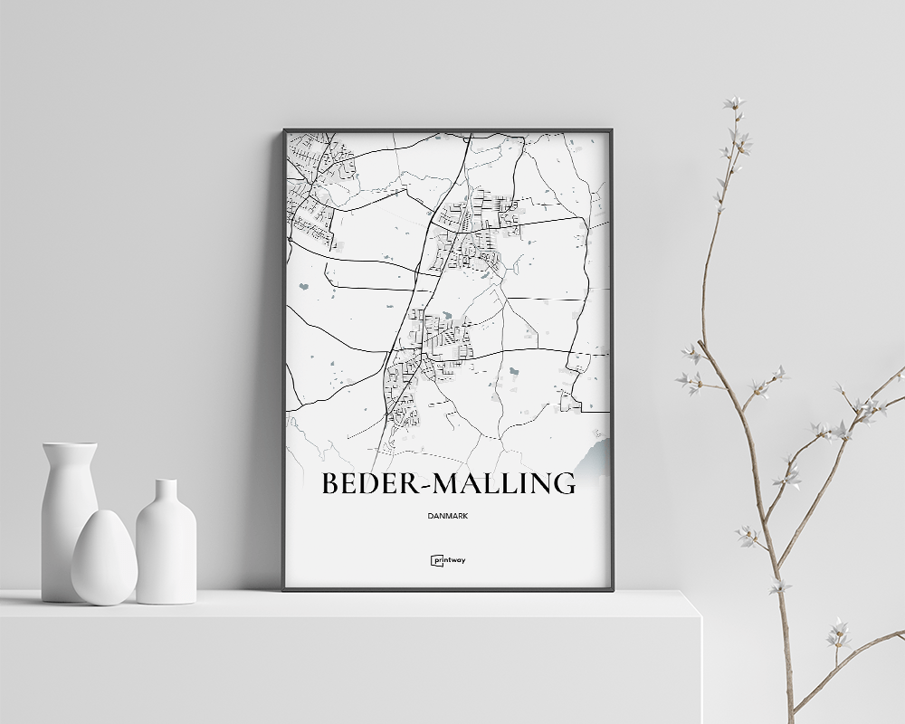 Beder-Malling Bykort Plakat – Minimalistisk A4 Design