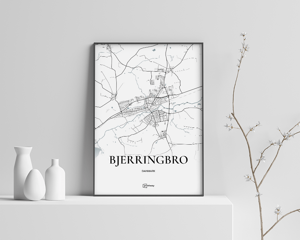 Bjerringbro Bykort Plakat - Minimalistisk Design A3