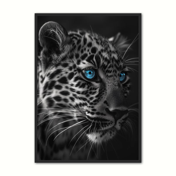 Leopard Plakat med Blå Øjne – Stilfuld Dekoration