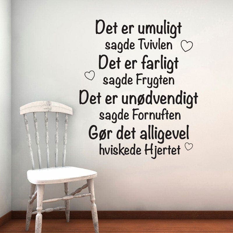 Inspirerende Wallsticker - "Det Er Umuligt" Dekoration