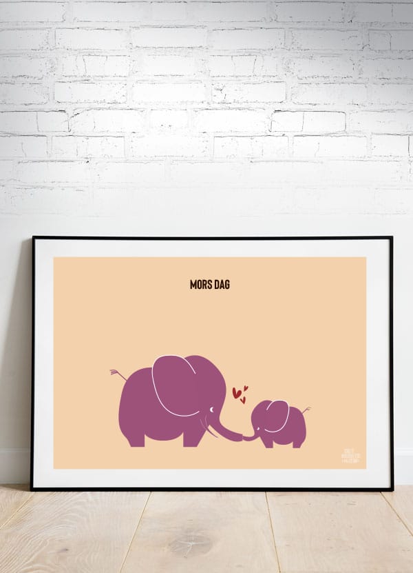 Elefant Mor og Barn Plakat – Perfekt til Mors Dag!