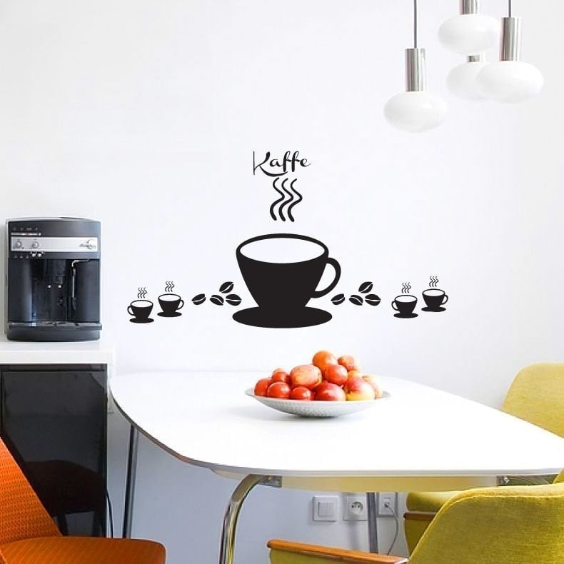 Fem Kaffekopper Wallstickers – Smuk Køkken Dekoration