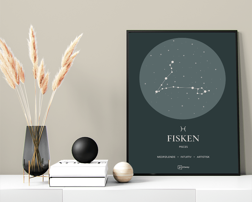 Fisken Stjernetegn Plakat i Skovgrøn - Elegant Vægkunst