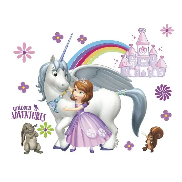 Magisk Wallsticker med Prinsesse og Enhjørning til Piger