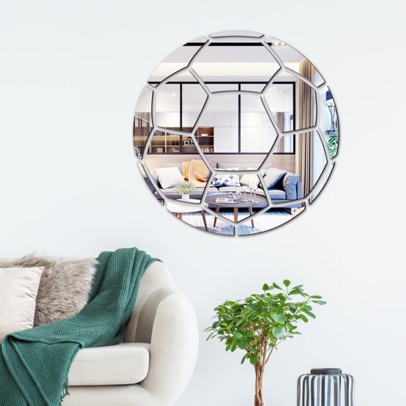 Fodbold Spejl Klistermærker - Elegant Sølv Design 23cm