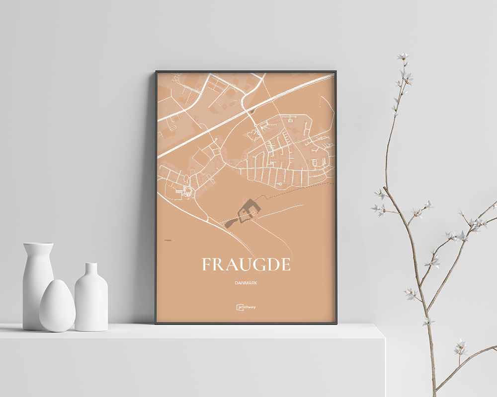 Fraugde Bykort Plakat i Guld – Elegant A1 Design
