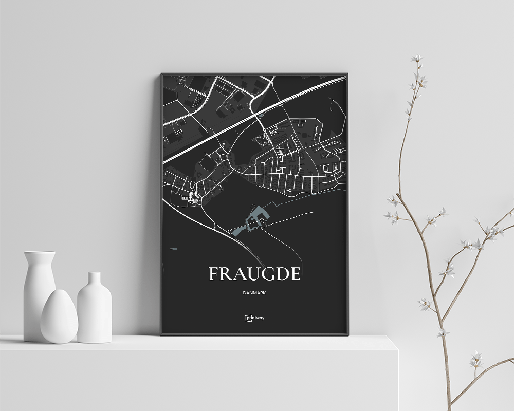 Fraugde Bykort Plakat – Minimalistisk Design 42x60 cm