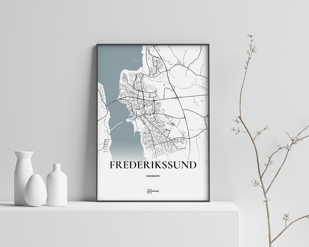Frederikssund Bykort Plakat - Minimalistisk Design 70x100 cm