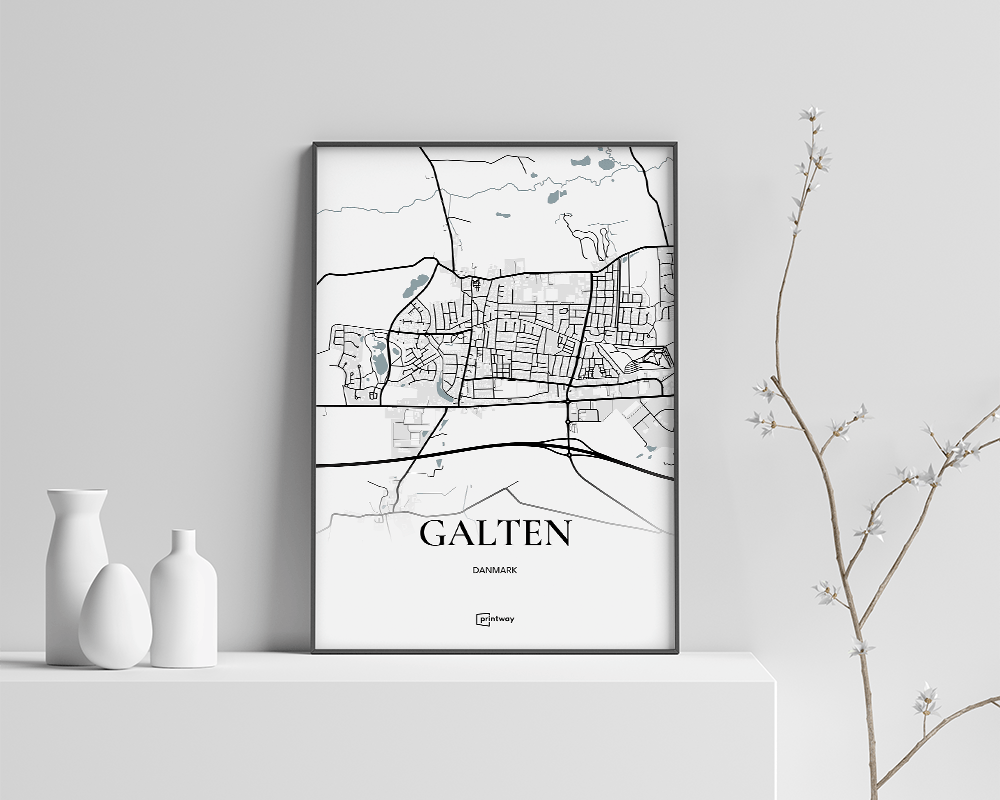 Galten Bykort Plakat - Minimalistisk Design A1 60x84 cm